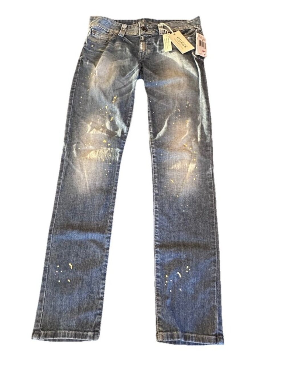 Guess Golden Wash Skinny Leg Low Rise Jeans Distressed NWT Size 29